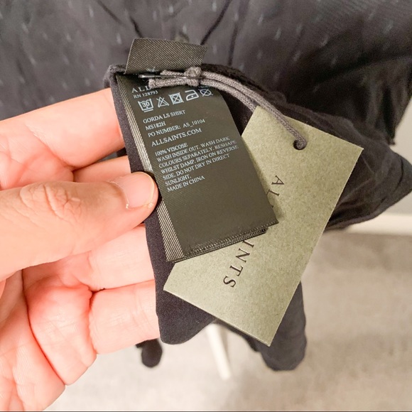 NWT All Saints Pattern Shirt, Black, XXL - Picture 6 of 7